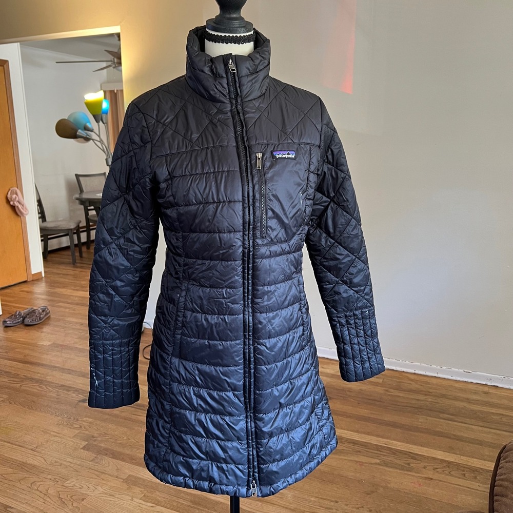 Patagonia Womens Nano Puff Parka Black Quilted Insulated Mid-Length Jacket Small